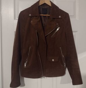 H&M unisex faux suede moto jacket